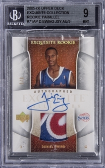 2005-06 UD "Exquisite Collection" Rookie Parallel Jersey Autograph (RPA) #71-AP Daniel Ewing Signed Patch Rookie Card (#2/3) – BGS MINT 9/BGS 10